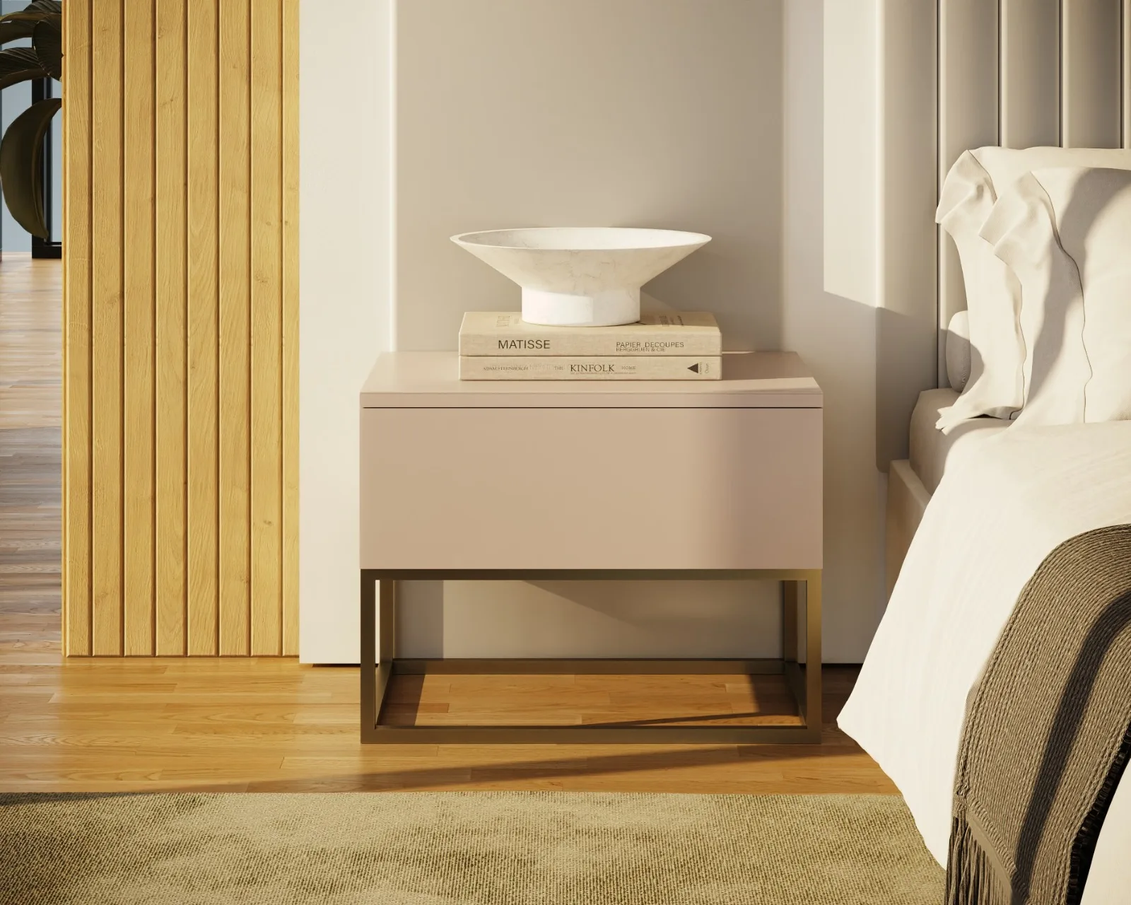 Tête De Lit Et Chevet En Bois — aménagement intérieur sur mesure