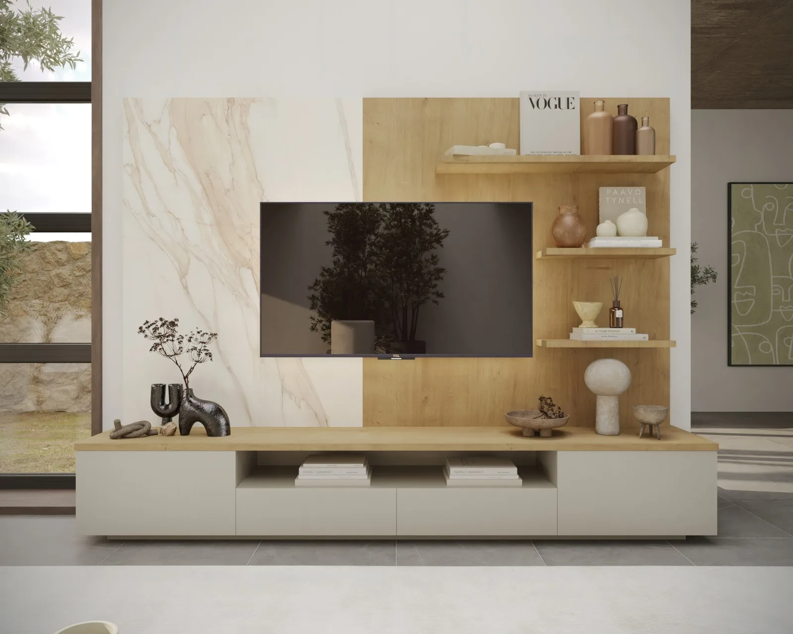 Séjour Contemporain Bois Et Pierre — vue 2