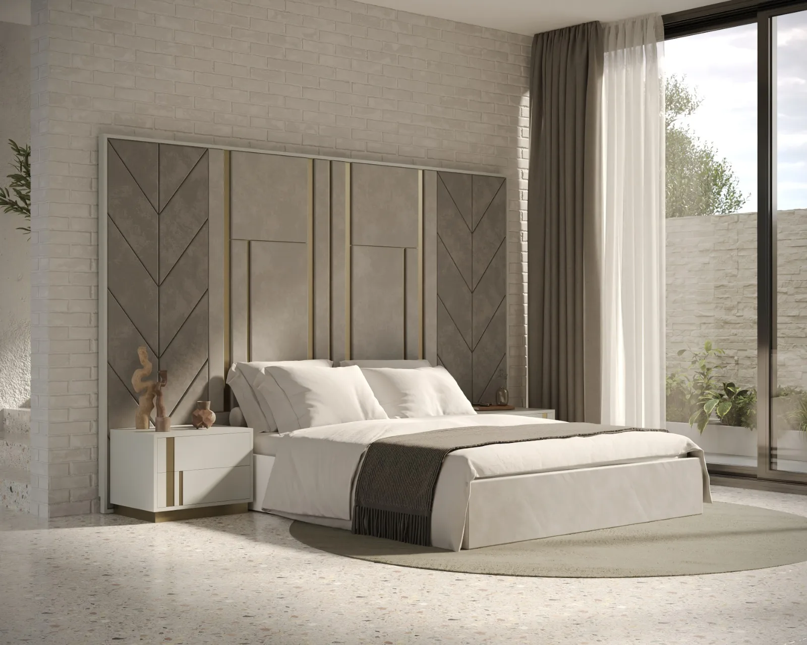 Chambre Avec Tête De Lit Intégrée — aménagement intérieur sur mesure