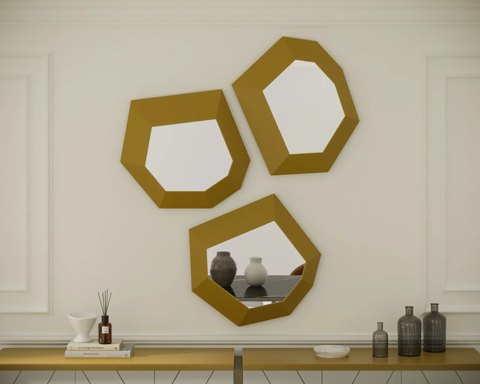 Décor Mural Aux Formes Géométriques — aménagement intérieur sur mesure