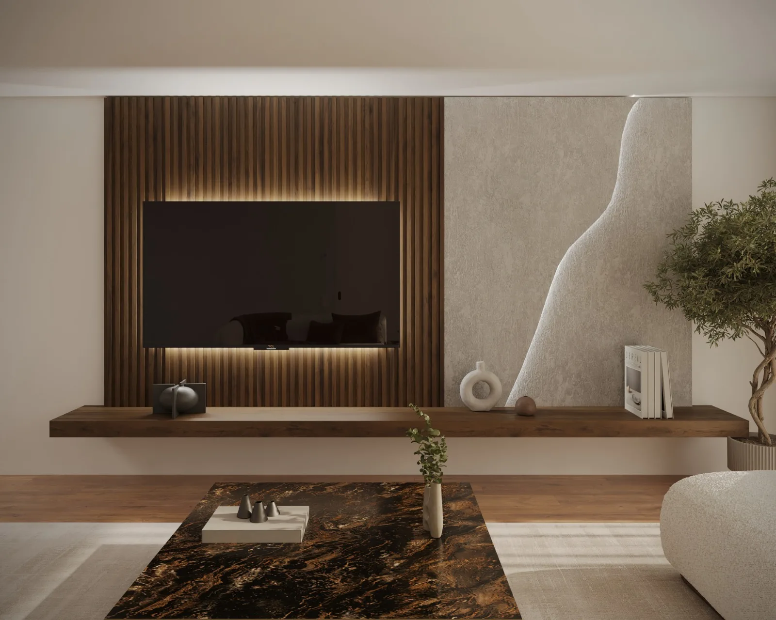 Miroir Et Coiffeuse Aux Formes Douces — vue 2