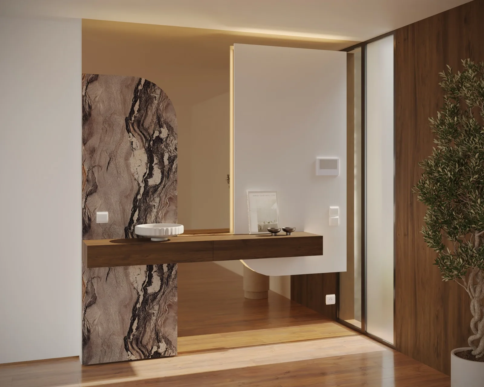 Console Murale Et Panneau Décoratif — aménagement intérieur sur mesure