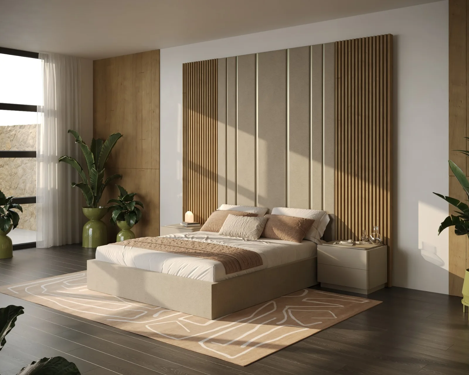 Chambre Avec Tête De Lit Texturée — vue 3