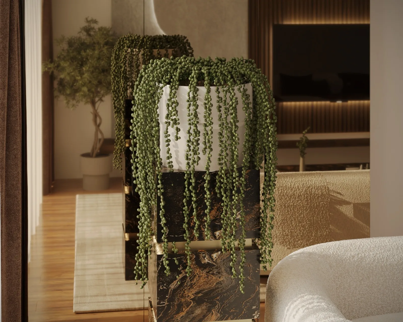 Séjour Avec Séparation Végétale — aménagement intérieur sur mesure