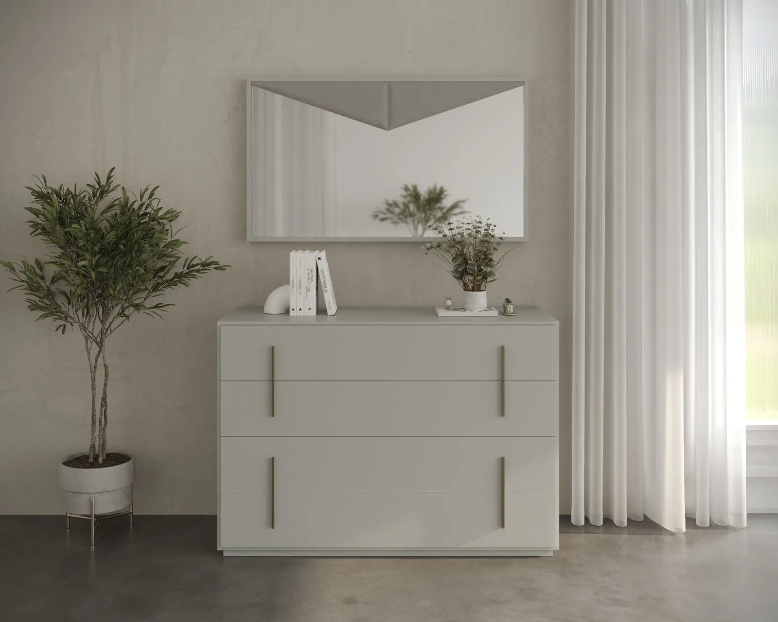 Commode Blanche Aux Lignes Simples — aménagement intérieur sur mesure