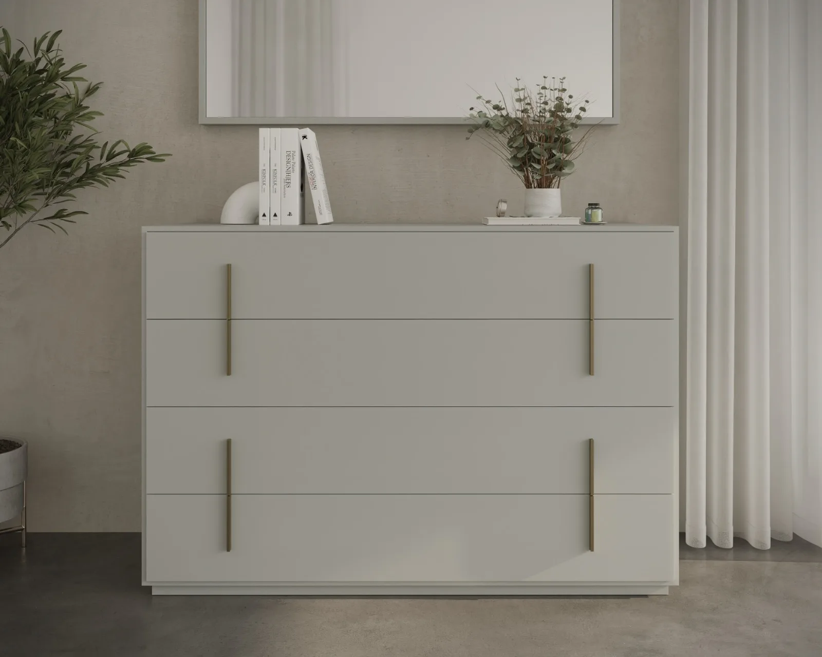 Commode Blanche Aux Lignes Simples — vue 2