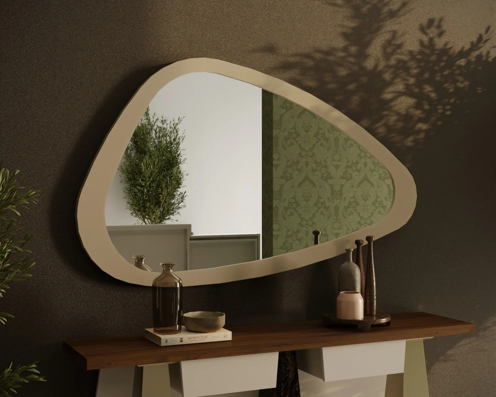 Commode Blanche Aux Lignes Simples — vue 3